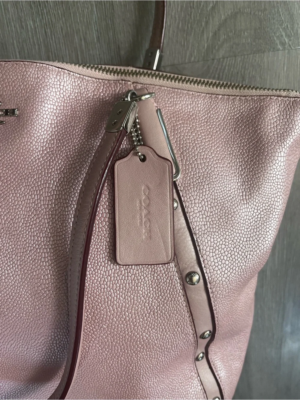 Coach Metallic Rose Pink Leather Tote
